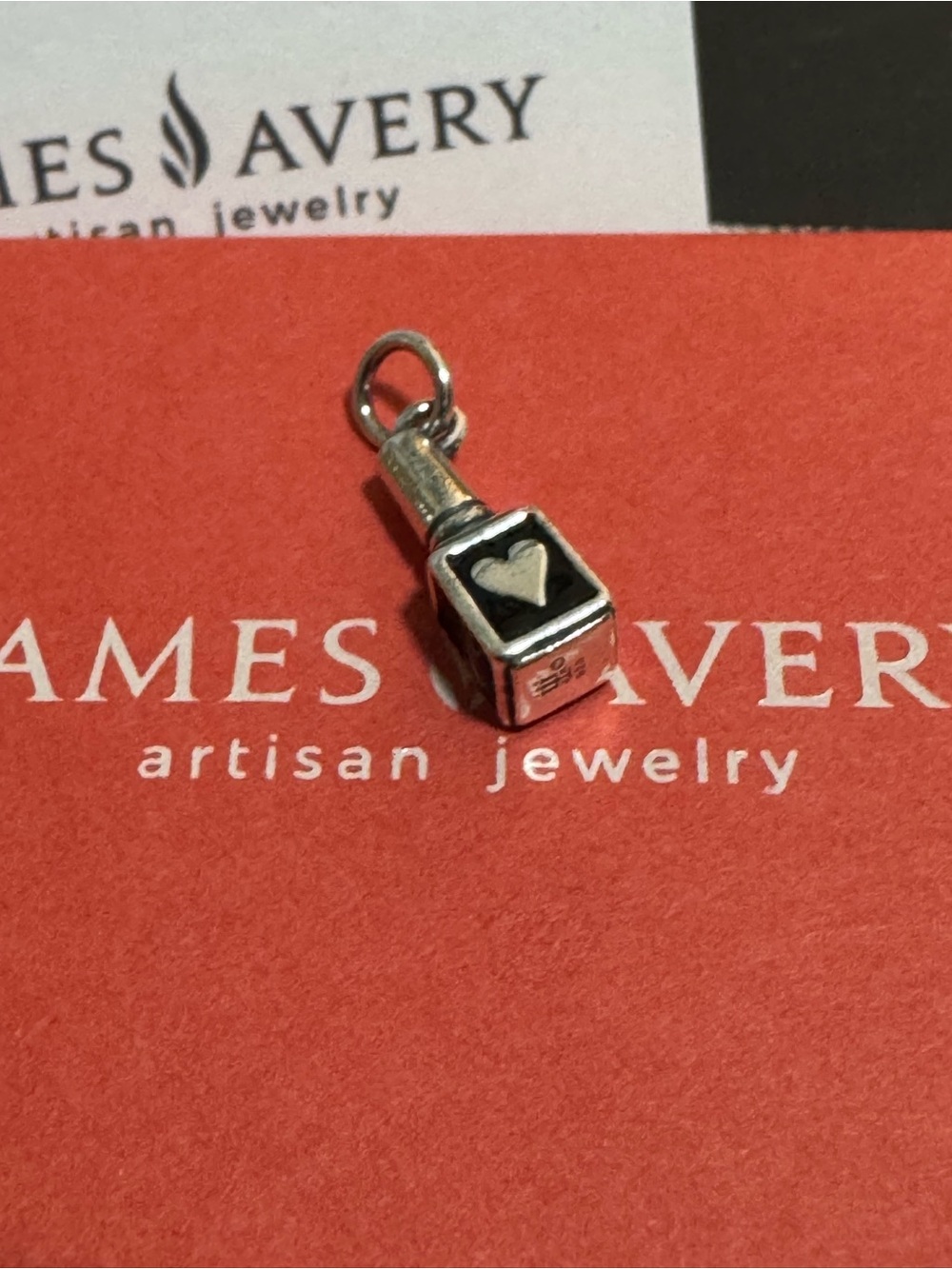 James Avery Limited Edition Black Enamel Nail Polish Sterling Silver Charm New